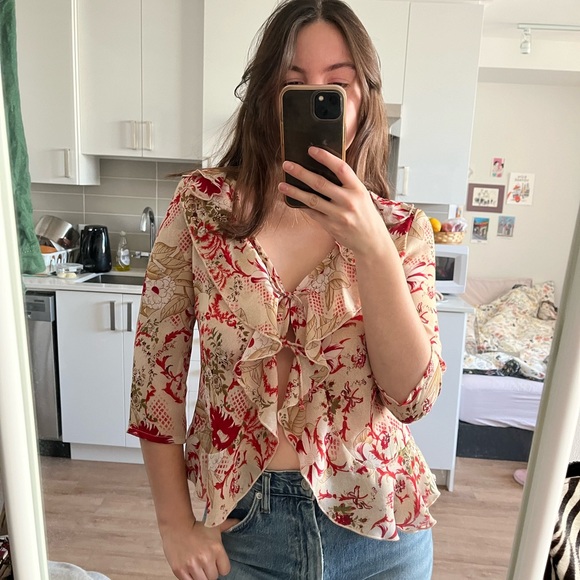 Ruffled Tie Blouse - Picture 1 of 3